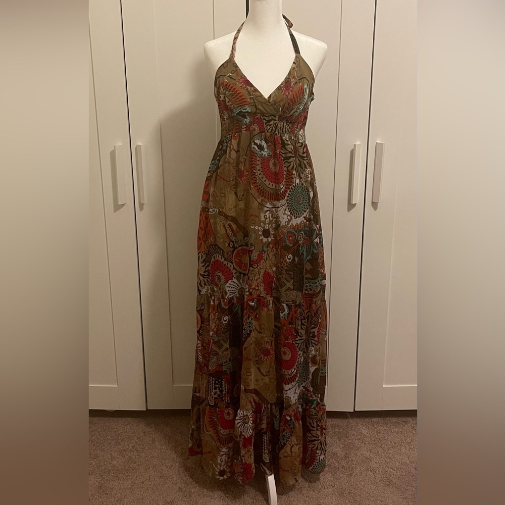 XXI brown halter maxi dress